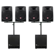 (4) Rockville RPG12 12" Active DJ PA Speakers+Mounts+(2) 12" Powered Subwoofers