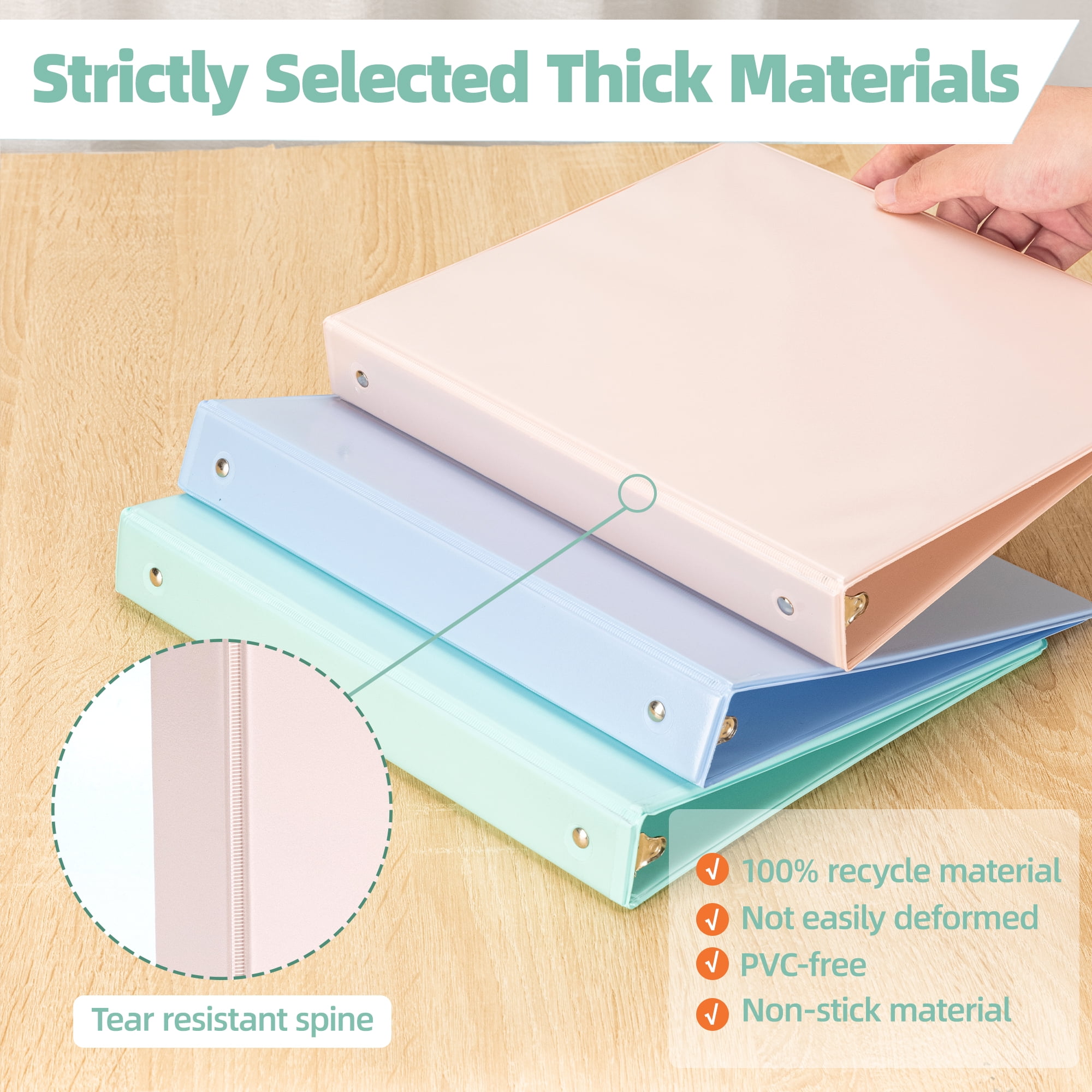 Deli 3 Ring Binders,1" Economy Round Ring View Binders with 2 Interior Pockets for Office,Home, and School Use,200 Sheets, 12-Pack (Mixed Color)