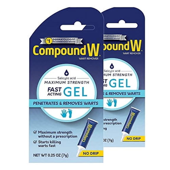 Compound W Maximum Strength Fast Acting Wart Remover Gel 0.25 oz Salicylic Acid 17% (Pack of 2)