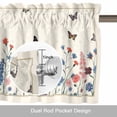 thumbnail image 6 of Spring Flowers Valance Curtain Vintage Pink Blue Flower Butterflies Plants Window Valances Rod Pocket Short Curtains Window Treatments for Kitchen Bedroom Bathroom Laundry 56" x 16", 6 of 9
