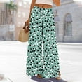 thumbnail image 2 of Kilaqueen Wide Leg Lounge Trendy Pants for Women Floral Print Drawstring Elastic High Waist Pants Flowy Vacation Travel Palazzo Trousers with Pockets, 2 of 8