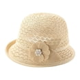thumbnail image 5 of AWASD Cute Straw Hats for Women - Elegant Pearl Floral Sun Hat, Packable Outdoor Vacation Summer Fisherman Cap, UPF50+ Wide Brim Breathable Beach Sun Hat Under $5 Beige, 5 of 5