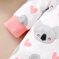 thumbnail image 4 of PatPat 2pcs All Over Cartoon Koala Print White Long-sleeve Ruffle Snap-up Baby Jumpsuit Set, 4 of 6
