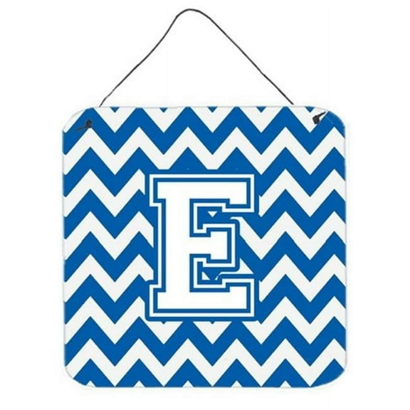 Letter E Chevron Blue & White Wall or Door Hanging Prints, 6 x 0.02 x 6 in.