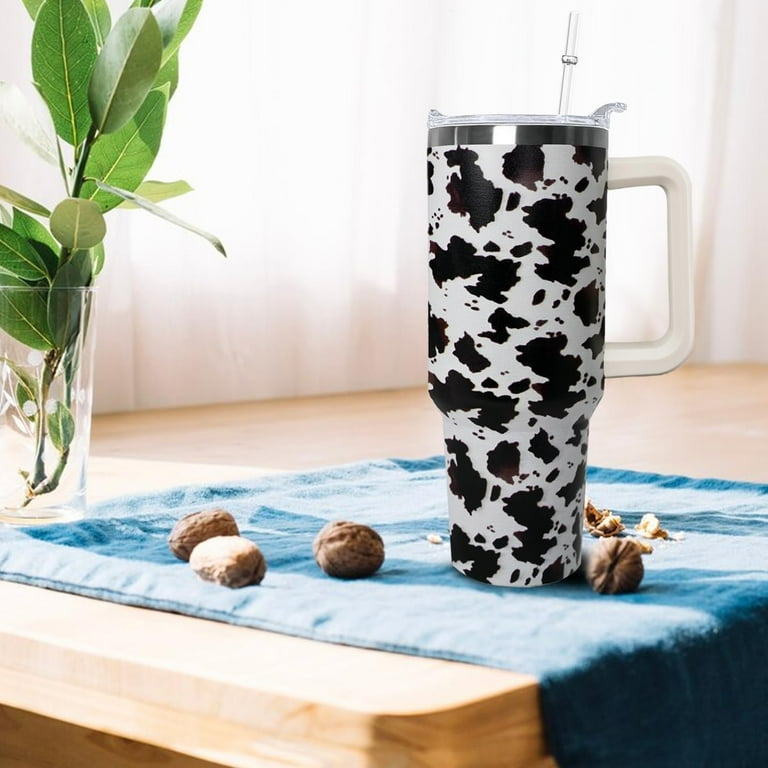 40oz Cow Print Tumbler With Handle,Cow Print Gifts for Women,Cow