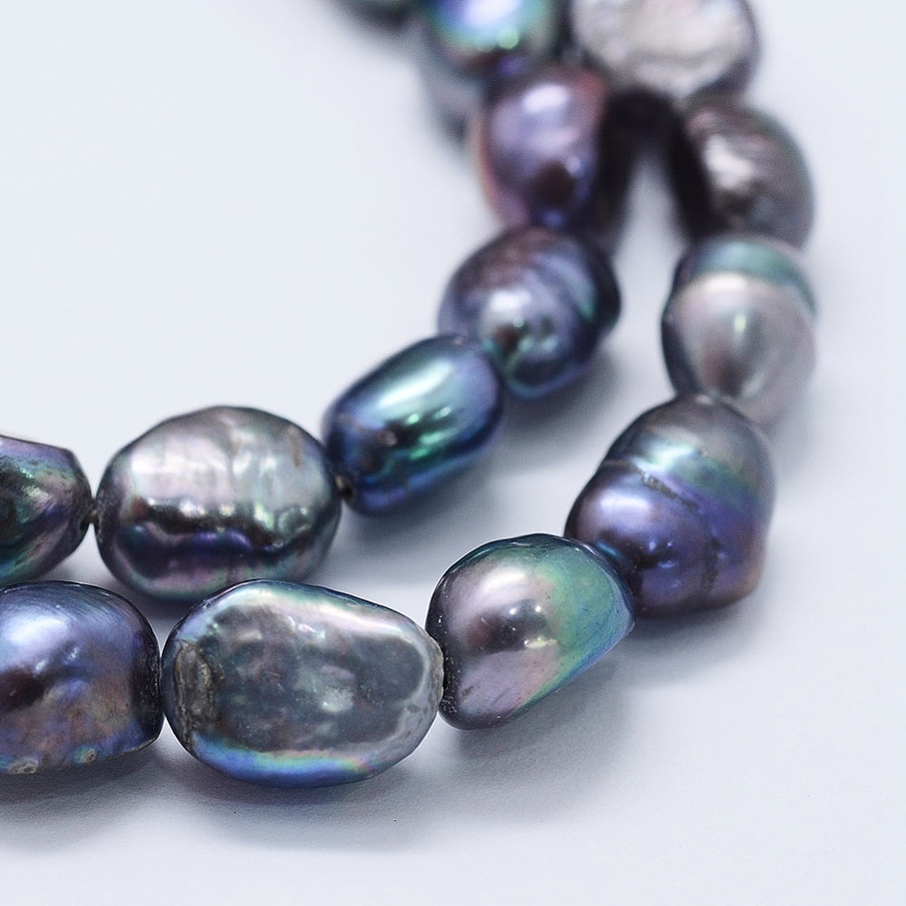 3strands Natural Cultured Freshwater Pearl Beads Strands Dyed Potato Midnight Blue 8~10x7~8x7~8mm Hole: 0.5mm about 36pcs/strand 13.58 inch(34.5cm)