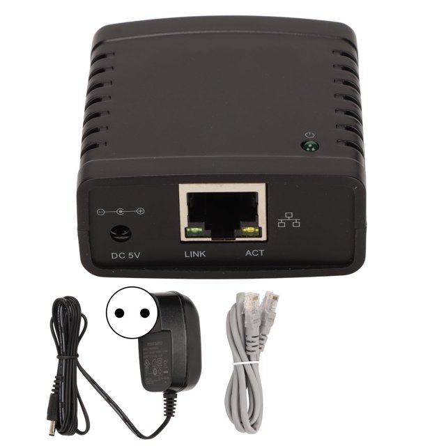 USB Print Server, 100-240V High Integrated Chip USB Wireless Extender Sharer Standard RJ45 LAN Port 10Mbps 100Mbps With Cable For Game Machine EU Plug