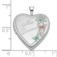 thumbnail image 4 of Sterling Silver Satin Enameled Mis Quince Butterfly Heart Locket Charm Pendant, 4 of 5