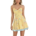 thumbnail image 1 of Opperiaya Robe d'Été Décontractée pour Femmes, Robe Trapèze à Imprimé Floral, Col en V, Dos Nu, Mini Robe à Volants, 1 of 5