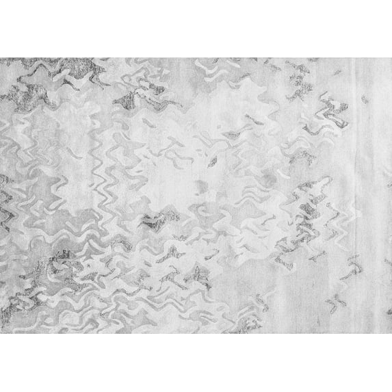 Ahgly Company Indoor Rectangle Abstract Gray Contemporary Area Rugs, 2' x 3'