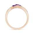 thumbnail image 2 of ANGARA Natural Oval Amethyst Three Stone Bypass Ring with Diamonds in 14K Rose Gold for Women (Size-4x3mm) | February Birthstone, Birthday, Anniversary, Jewelry Gift for Women | Natural Amethyst Ring, 2 of 9
