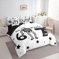thumbnail image 2 of Castle Fairy Y2K Cartoon Halloween Skeleton Full Size Bedding Sets 7 Pieces,Number 67 Star Doodle Bones Print Full Size Bed in a Bag,White Black,Black Reversible, 2 of 7