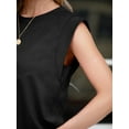 thumbnail image 6 of JWD Women's Top Cap Sleeve Summer Blouses Casual Crew NecK Solid Color Women's Tanks Black L, 6 of 8