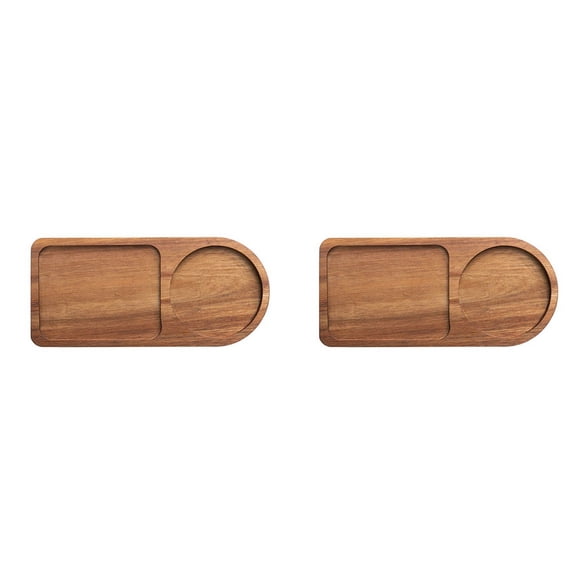 2X Coffee Tray Wood Plate Breakfast Tray for Serving Food Hospitality Coffeeware Teaware Decor Table Decoration C