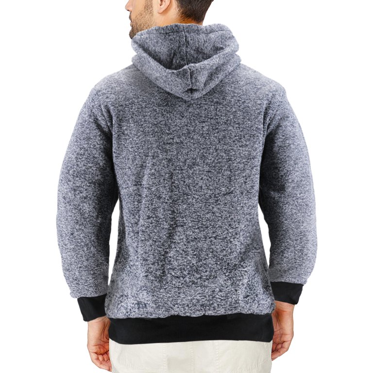 Men's Salt and Pepper Soft Sweater Sherpa Lined Heathered Zip Up