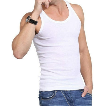 Men Summer Sleeveless Slim Fit Tops Vest Casual Gym Sports Tank Top ...