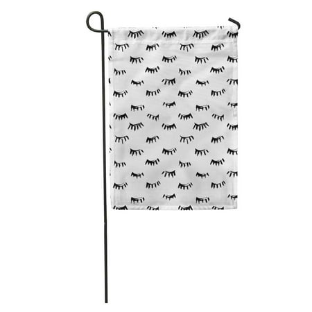 Make Garden Markers - LADDKE Makeup Close Eyes Casual Marker Drawn Lashes Hand Pattern Doodle Black Garden Flag Decorative Flag House Banner 28x40 inch