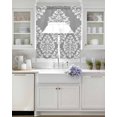 thumbnail image 3 of Baroque Grey Swag Curtains for Living Room/Bedroom Windows, Vintage Damask Classic Floral Kitchen Curtains and Valances Set 36 Inch Length, Light Filtering Swags Valance Curtain Panels, 3 of 5