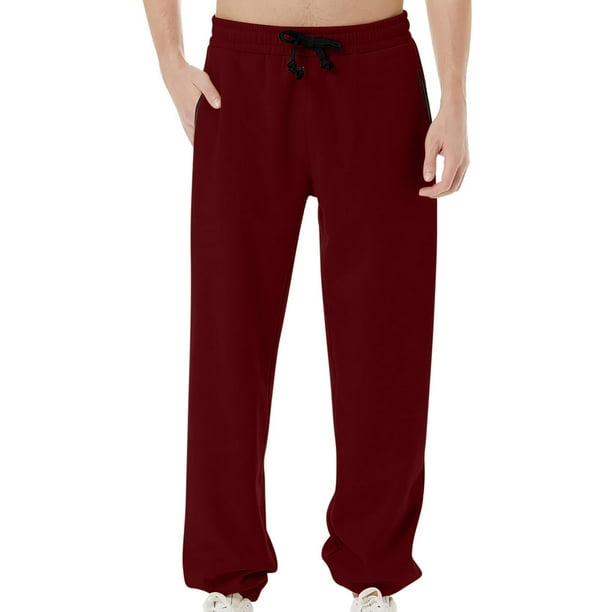 Pantalones largos de algodón cálido para hombre con bolsillos y cordón ajustable. Pantalones deportivos para hombre.