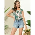 thumbnail image 2 of Camiseta Sin Mangas Con Cuello Cuadrado Y Volantes Estampado Tropical Para Mujer Blanco L, 2 of 6