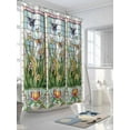 thumbnail image 3 of Retro Window Flowering Shower Curtain, Colorful Floral Butterflies Art Waterproof Shower Curtain Set with 12 Hooks Lightweight Washable Fabric Shower Curtains for Bathroom 72x72 Inches, 3 of 6
