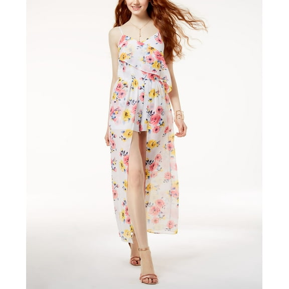 The Edit By Seventeen Juniors Floral Print Maxi Romper White Multi 11