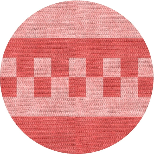 Ahgly Company Machine Washable Indoor Round Transitional Light Coral Pink Area Rugs, 7' Round