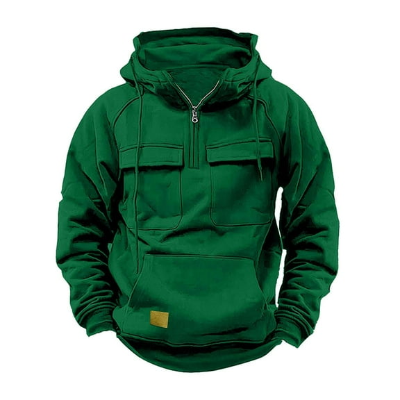 Workout Hoodies & Sweatshirts for Men with Zipper and Pockets Pullover Fleece Lined Hoodie Long Sleeve Solid Color Warm Athletic Hiking Sweatshirt
