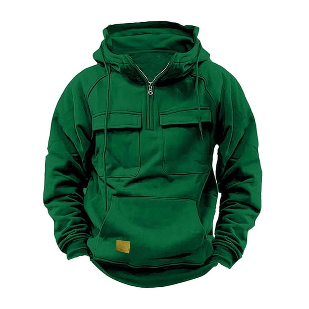 pstuiky camisas de manga larga para hombre, Sudadera con capucha y cremallera de un cuarto para hombre, ideal para entrenamiento, gimnasio, deportes, correr, exteriores, chaquetas de invierno xxl