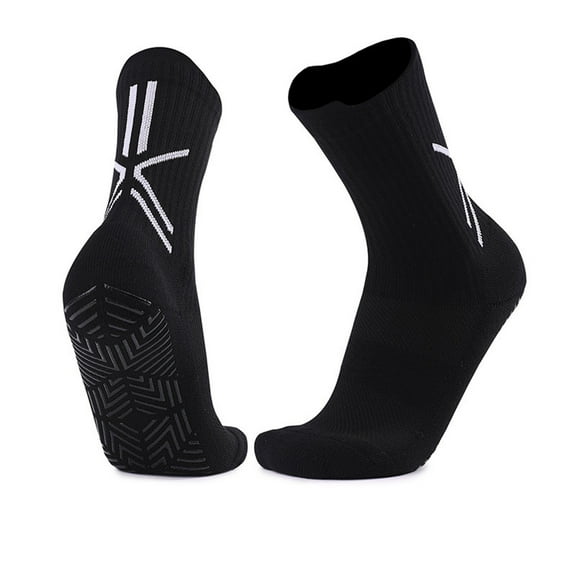 Dolkfu Athletic Socks Mens Non-Slip Black Crew Socks Grip Wicking Mens Running Sport Socks