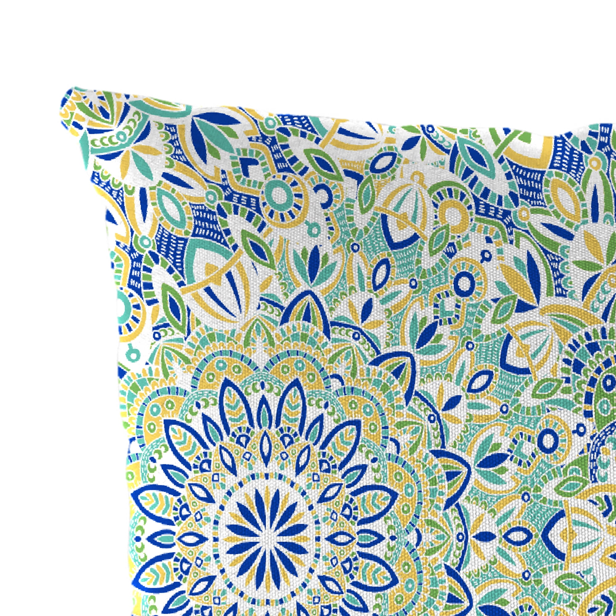 Jordan Manufacturing 12" x 18" Alonzo Fresco Blue and Green Medallion Rectangular Outdoor Lumbar Throw Pillow (2 Pack)