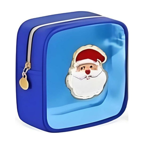 Mini neceser navideño para maquillaje | Estuche compacto para cosméticos | Organizador de viaje resistente para artículos de tocador para mujeres y niñas | Neceser navideño pequeño para productos de