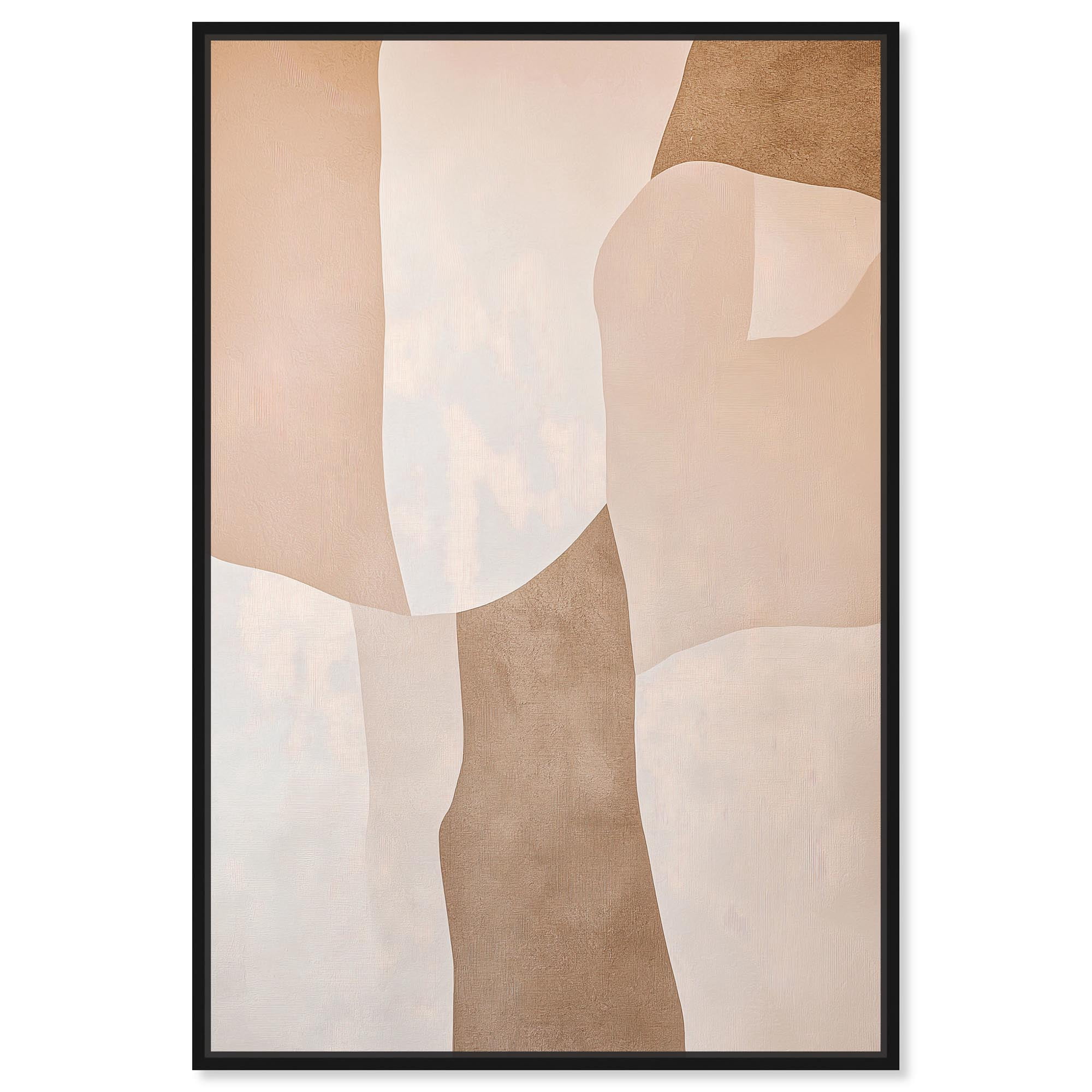 Forms in Beige I Canvas Boho Geometric Art by Art Remedy Black Frame 36 x 54