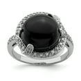 thumbnail image 1 of 925 Sterling Silver Onyx Diamond Ring Stone Gemstone Natural Shell Wood, 1 of 6