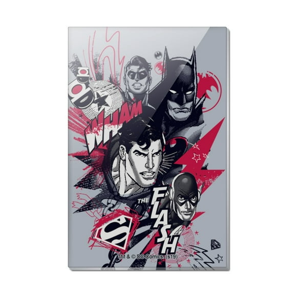Justice League Character Heads Rectangle Acrylic Fridge Refrigerator Magnet