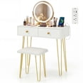 thumbnail image 1 of Patiojoy Vanity Desk Set Makeup Vanity Table with Removable Mirror Dressing Styling Table White, 1 of 9