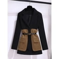 thumbnail image 1 of Chaqueta de retales decorativa con cinturón para mujer, chaqueta informal de expansión llorando, pantalones elegantes de dos piezas, traje, trajes de oficina, primavera 2023, 1 of 2