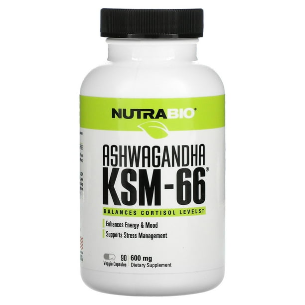 Ashwagandha KSM66, 600 mg, 90 Veggie Capsules, NutraBio Labs