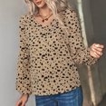 thumbnail image 4 of Moda mujer manga larga cuello vuelto sólido botón linterna manga Tops blusa Fridja  fjkfkj4071, 4 of 7