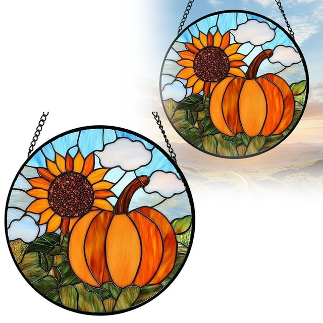 Hearth & Gear Elegant Wall Hanging Ornament For Home And With Intricate Design And Durable Material Stain Glass Window Panel Clear String for Balloons Car Hanging Antique Stained Glass Windows Small