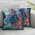 thumbnail image 3 of Creowell Beach Throw Pillow Covers,Coastal Coral Branch Ocean Themed Pillowcase Luxury Decorative Cushion Cover for Couch Bed Sofa Farmhouse Decoration,Multi-Size, 3 of 5