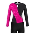 thumbnail image 3 of Yeahdor Kids Girls Long Sleeves Gymnastics Skating Leotard Unitard with Shorts Bottom Set Performance Dancewear Hot Pink&Black 10, 3 of 6