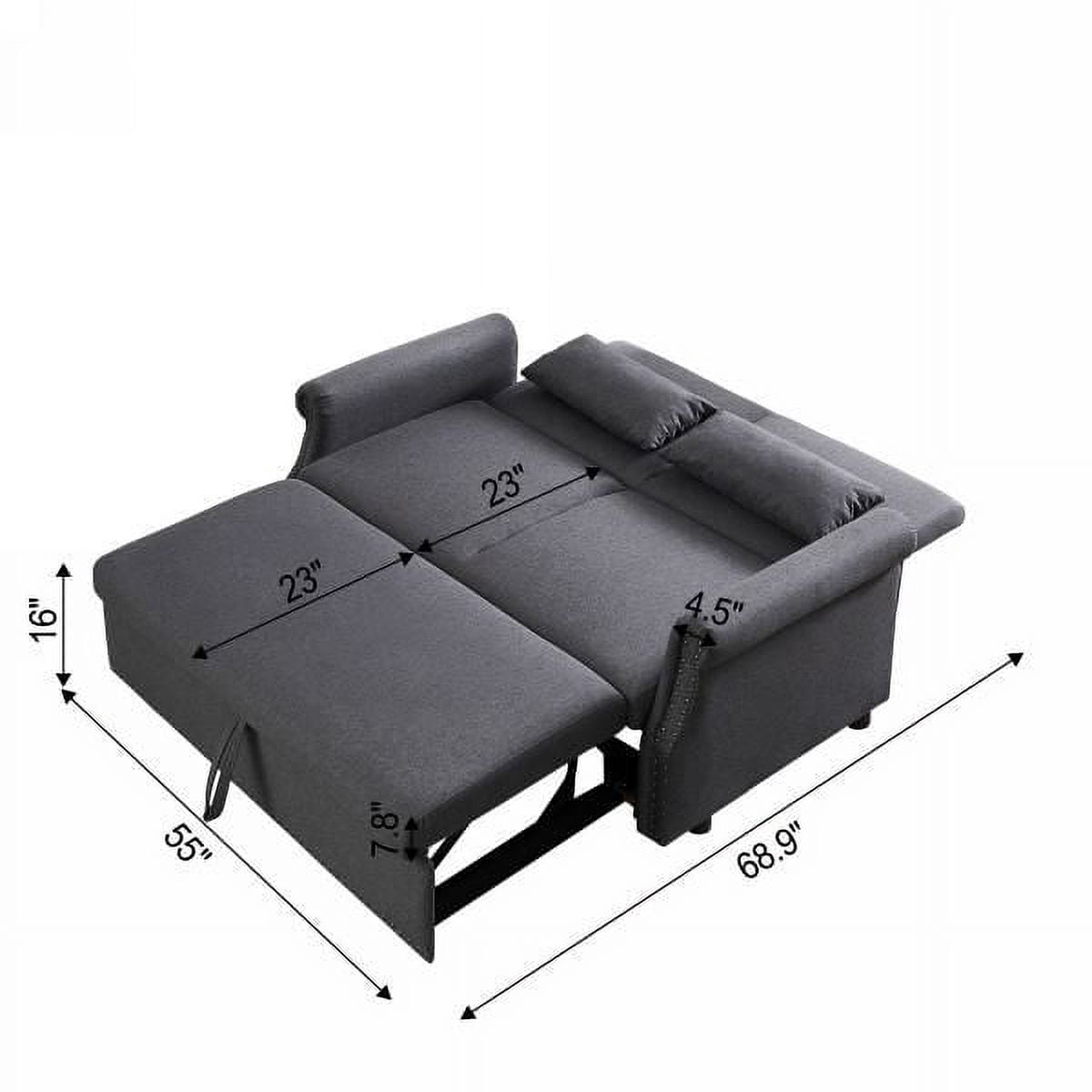 Momspeace 55" Futon Sofa Bed, Modern Loveseat Convertible Pull out Sofa Bed 2 Seater Sleeper Sofa Couch with Adjustable Backrest - Dark Gray