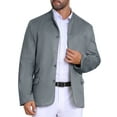 thumbnail image 5 of INSPIRE CHIC Men's Casual Suit Jacket Stand Collar Single Breasted Suede Blazer M Gray, 5 of 6