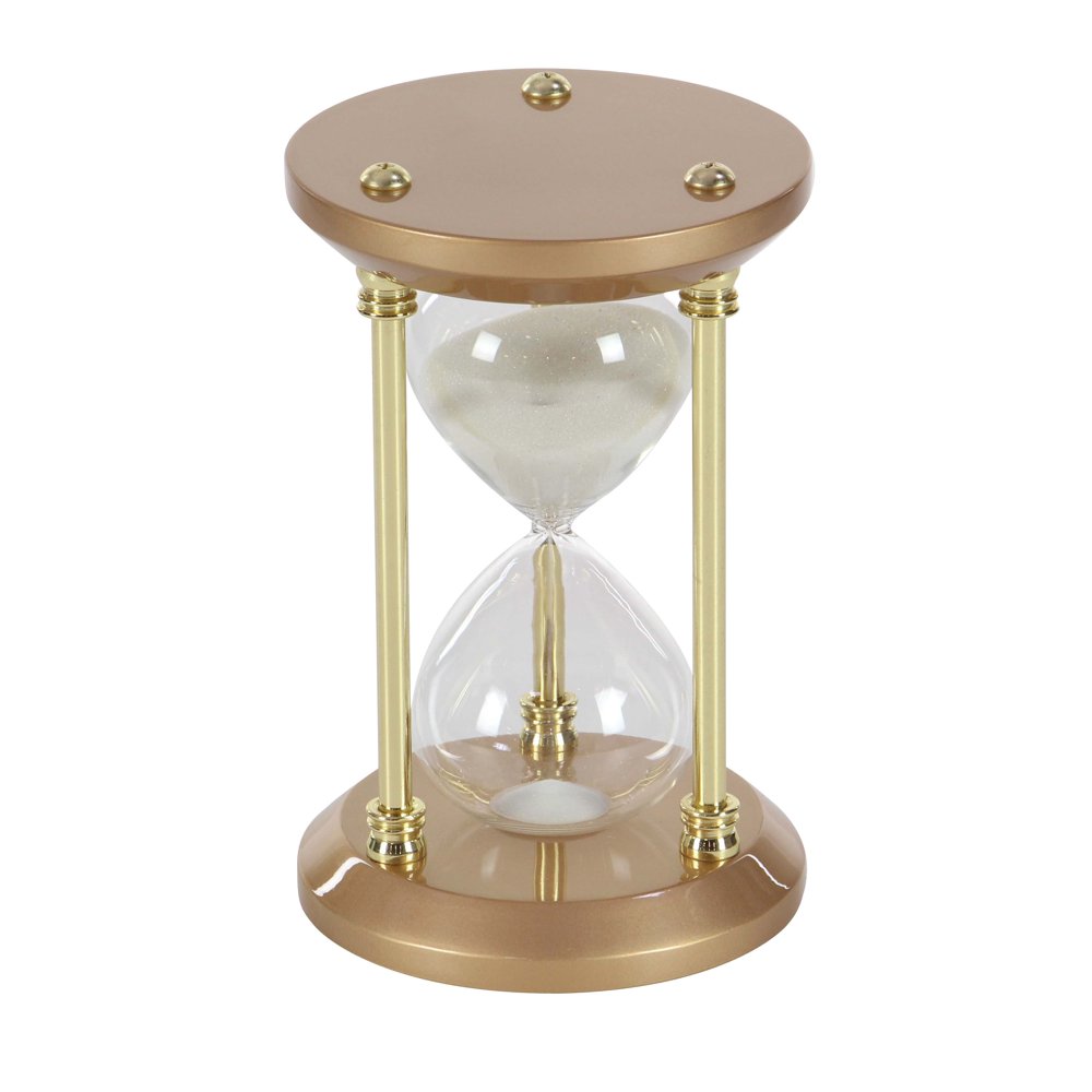Glam 9 x 5 inch wood and glass 30minute bronze hourglass, Bronze