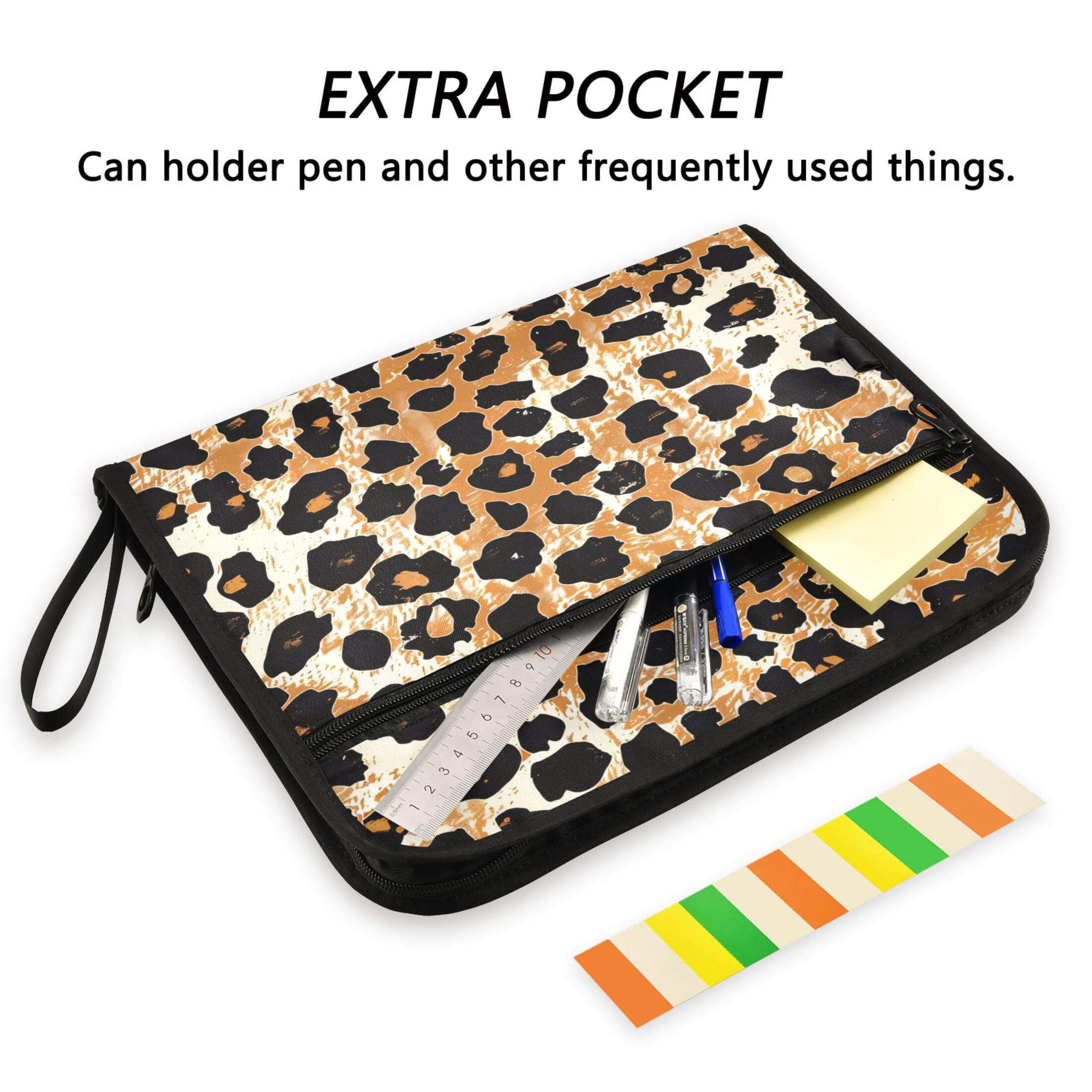 Organ Folder 14.2 x 0.8 x 10.6 Inches 13 Separate Pockets A4 Size Documents Folder A Sort Storage File Manager For The Home Office Leopard Print