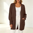 thumbnail image 6 of XUNKUSGA Cardigan Sweaters for Women Classic Solid Color Long Sleeve Open Front Knit Sweater Coat Casual Loose Mid Length Cardigan for Women with Pocket Brown S, 6 of 8