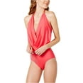 thumbnail image 2 of Bar III STRAWBERRY PINK Draped Monokini One-Piece Swimsuit, US X-Small, 2 of 4
