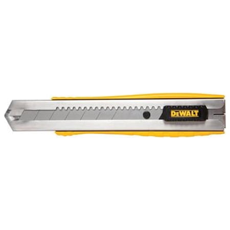 UPC: 0076174100457 | DeWALT DWHT10045 Utility Knife 5-1/4 in L Blade 25 mm W Blade 1-Blade Ribbed Black/Yellow Handle