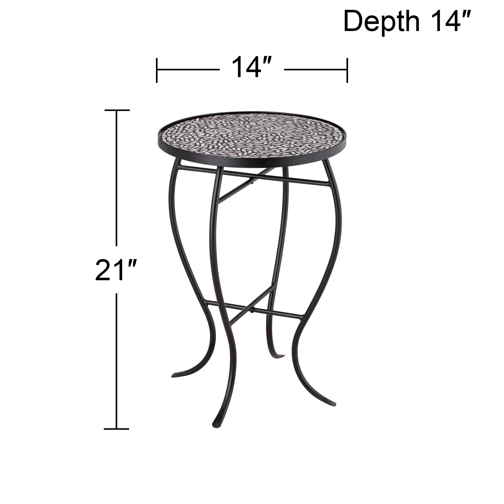 Teal Island Designs Modern Black Round Outdoor Accent Side Table 14" Wide Free-Form Mosaic Tabletop for Front Porch Patio Home House Balcony - image 4 of 7
